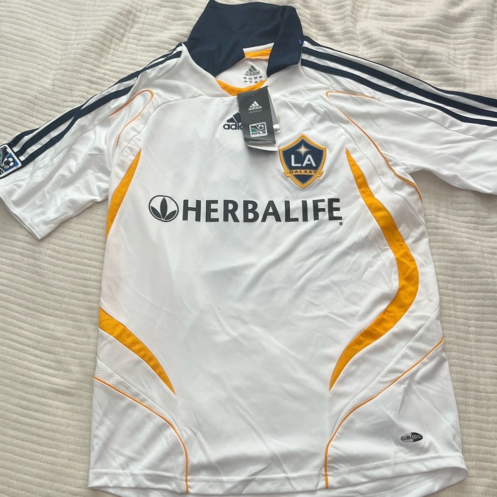 Adidas Men's White and Yellow Soccer Jersey